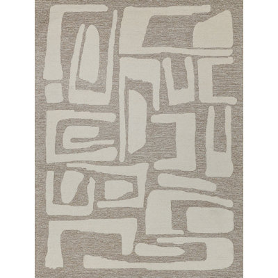 Carmel Hand Tufted Abstract Area Rug in Beige/Ivory