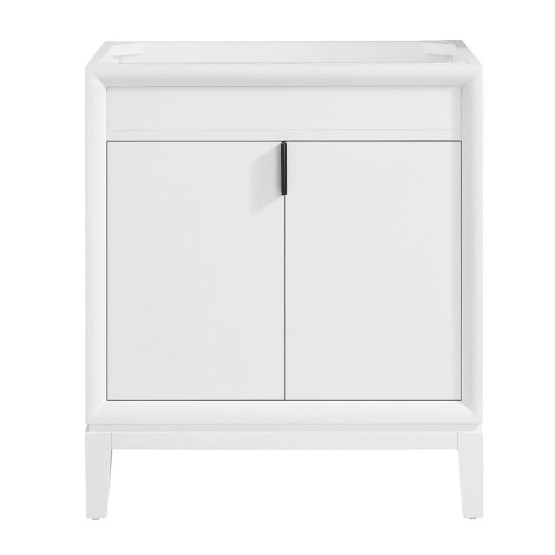 Base de meuble-lavabo simple 30 po Emma seulement, Gris colombe / nickel poli