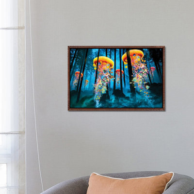Electric Jellyfish In A New Blue Forest by David Loblaw - Print on Canvas