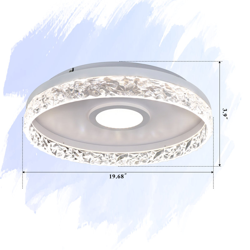 Tabita LED Ceiling Light Crystal Ceiling Light Dimmable Round Ceiling Light, 3.9" H x 19.7" W x 19.7" D