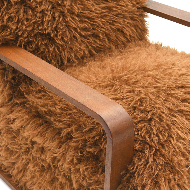 Fauteuil d'appoint rembourré à poils longs Harry, Brun