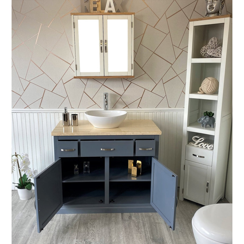 Ambe 410mm Single Bathroom Vanity with Vessel Ceramic Basin, Grey