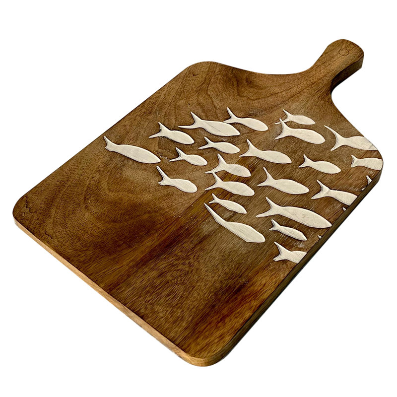 Charlesworth Home Decor Chopping Board Fish Boxes and Trays | Rectangular Brown Board - 2x33x20cm