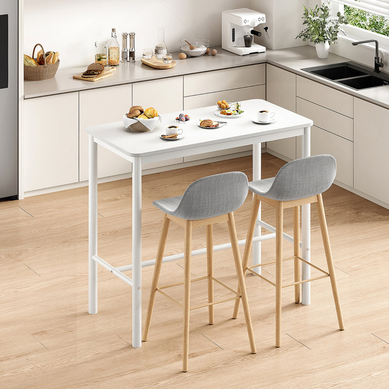 Table de bar rectangulaire à hauteur de comptoir avec pieds en métal, idéale pour divers espaces et rassemblements, offrant un support robuste et un assemblage facile
