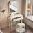 Pereda 35.43 Inch Wide Makeup Vanity With Mirror And Stool, 1 Drawer, Padded Stool, Beige