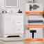 Meuble-lavabo sur pied 30 po avec 2 tiroirs, meuble de rangement autoportant avec porte, blanc-1953849178-1953849180