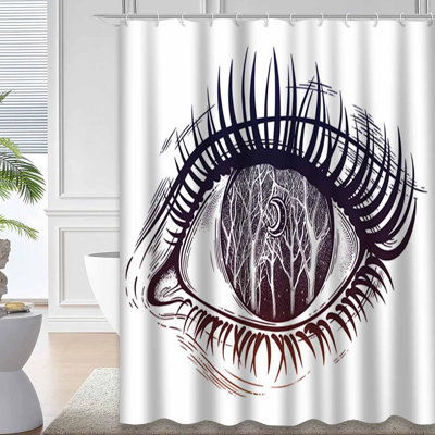 Psychedelic Girl Woodland Winter Night Forest Shower Curtain with 12 Hooks