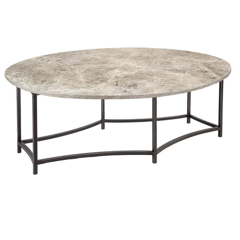 Megan Frame 1 Coffee Table, Tundra Gray Marble, Black