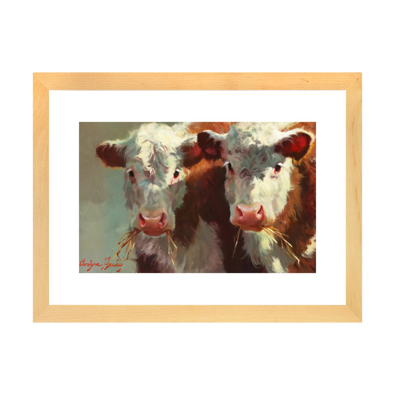 Cow Velles, art encadré, Papier encadré naturel, H 16 po x l 24 po x P 1 po