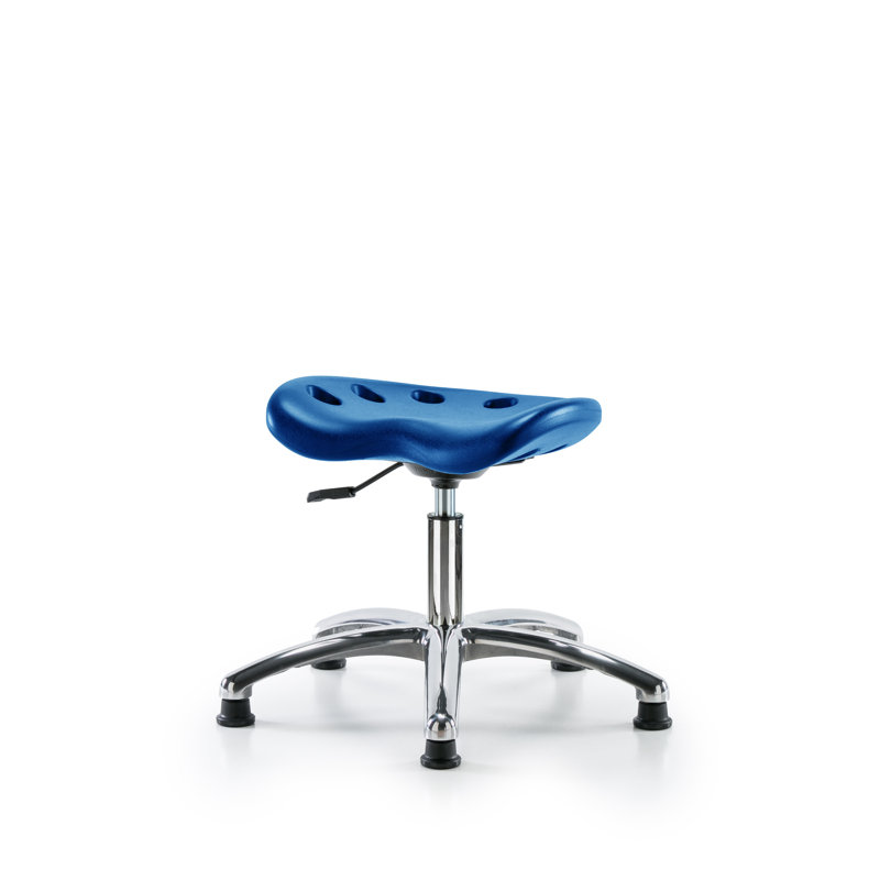 Tabouret de laboratoire à hauteur ajustable Tractor, Bleu, Patins fixes, Chrome chrome