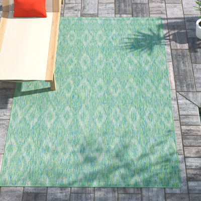 Metcalfe Geometric Green Indoor/Outdoor Area Rug