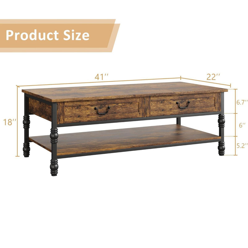 Coffee Table with Storage, Brown, Dark Brown Wood