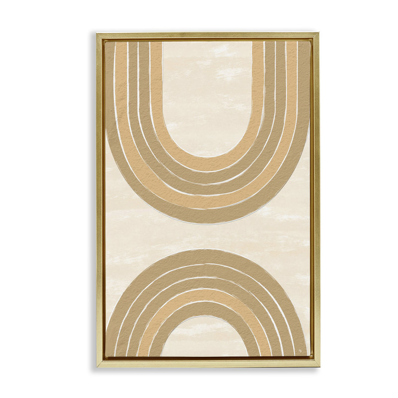 Toile neutre avec arches arc-en-ciel par Martina Pavlova, Cadre flottant métallique doré, H 25 po x l 17 po x P 1,7 po