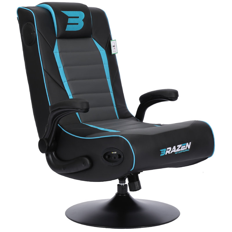 BraZen Serpent 2.1 Bluetooth Surround Sound Gaming Chair, Black/Blue