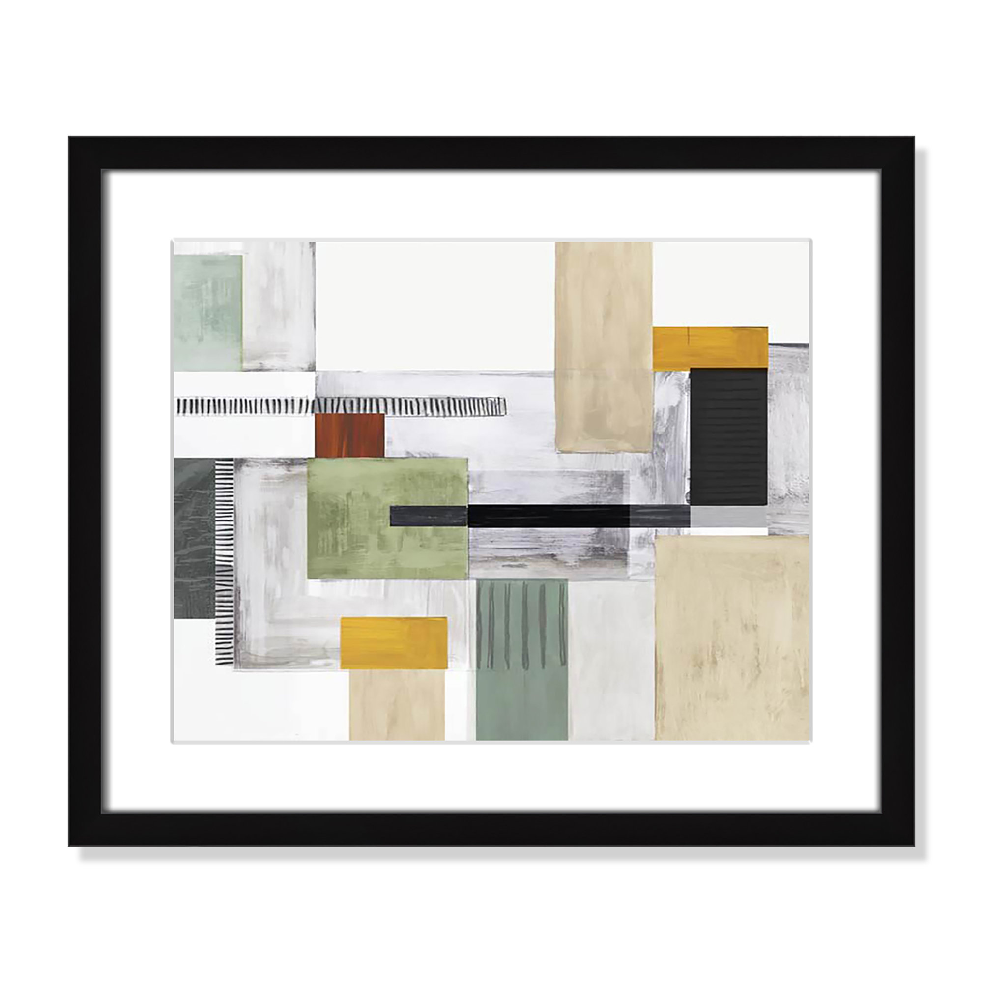 Playful Blocks by Tom Reeves, 16" H x 19" W x 1.25" D, White, Black Box Picture Framed