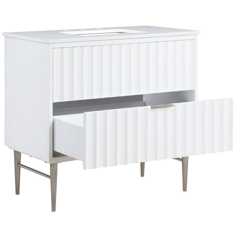 Meuble-lavabo à simple cuve Miha, Doré