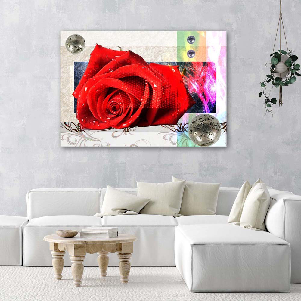 Leinwandbild Red Rose Flowers Abstract