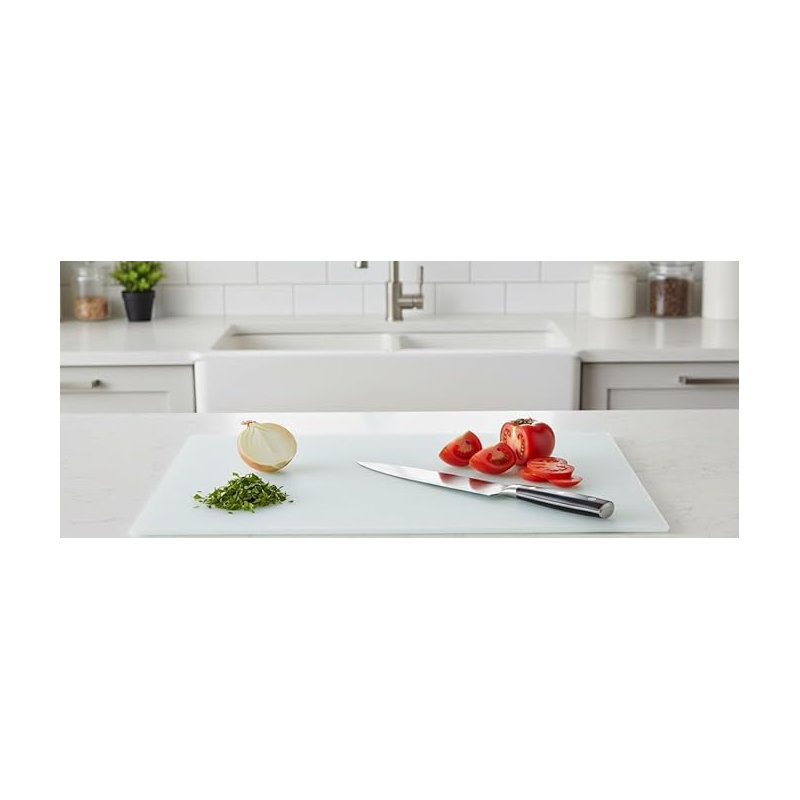 Rectangle Universal Hob Cover Plate White Tempered Glass Non Slip Feet 5Mm Dishwasher Safe Worktop Saver Anti Slip Elastic Chopping Board Sleek Surface 80 X 52 Cm (HOB Cover)