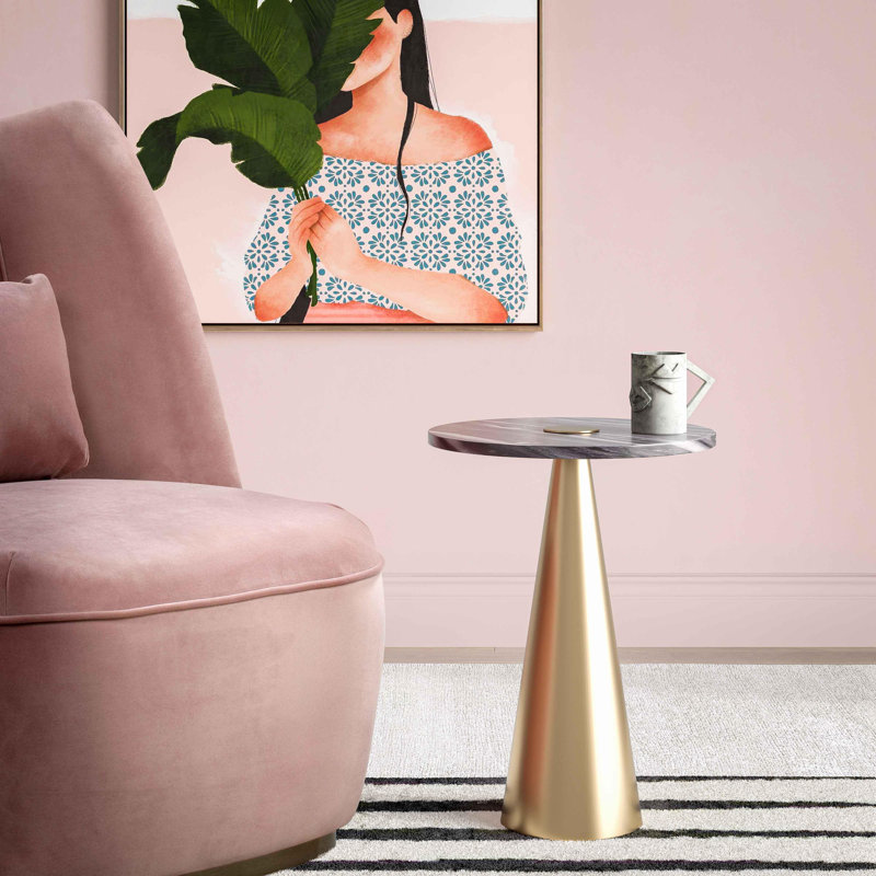 Marble Top Pedestal End Table