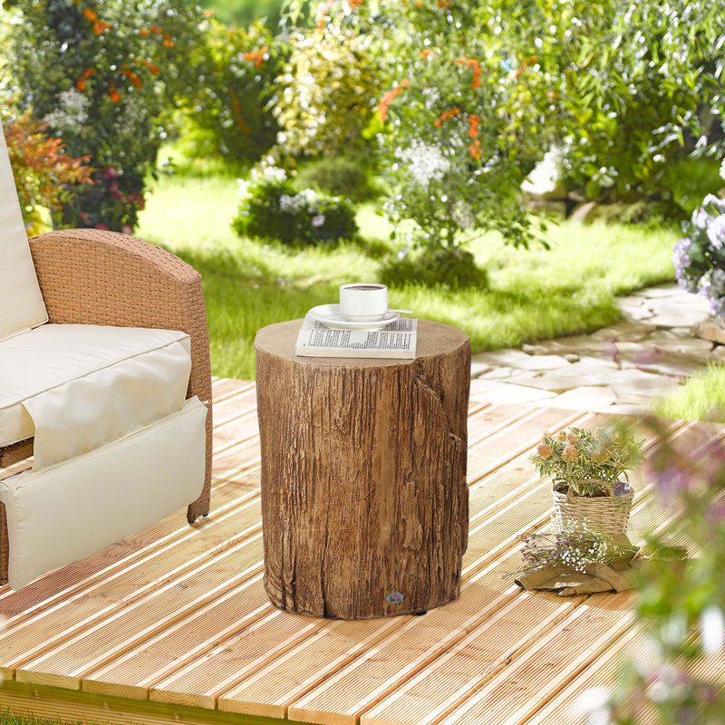 Tree Stump Stool, Decorative Side Table with Round Tabletop, with Wood Grain Finish,Natural
