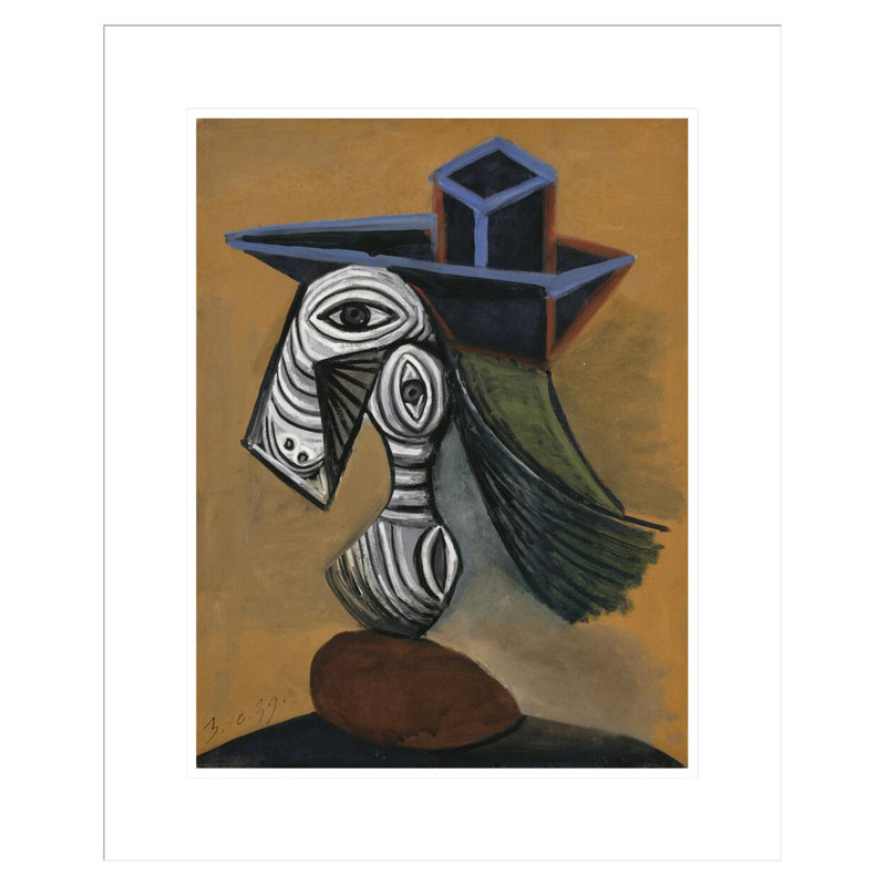 Femme au chapeau bleu par Pablo Picasso, H 21,59 po x l 17,75 po