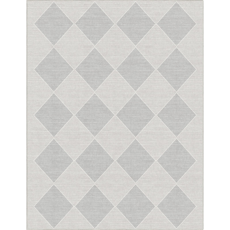Tapis tissé à plat à losanges gris Kehr - facile à nettoyer et durable, Rectangle 13 pi x 9 pi 10 po