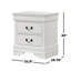 Table de chevet 2 tiroirs avec pattes de fixation, blanc