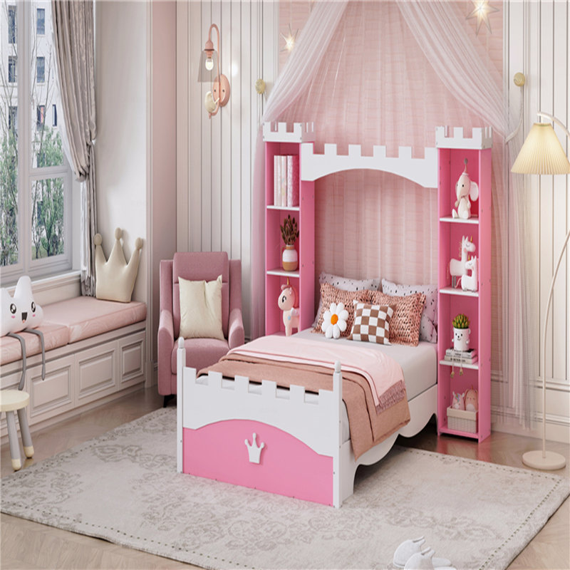 Structure de lit Castleen, Rose/Blanc