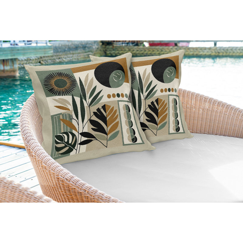 Ensemble de housses de coussin Ambesonne Monstera brun foncé sépia, H 20 po x l 20 po, Carré