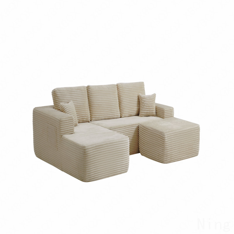 104''Cloud Sectional Couch With U-Shaped Chaise,Modern Modular Sofa With Deep Seat, Upholstered Couches For Living Room Bedroom,No Assembly Required,,Beige