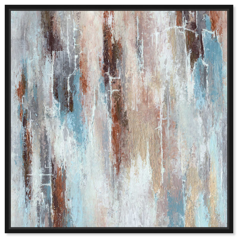 Art abstrait sur toile, "Eernal Symphony" par Art Remedy, Cadre noir, H 13 po x l 13 po