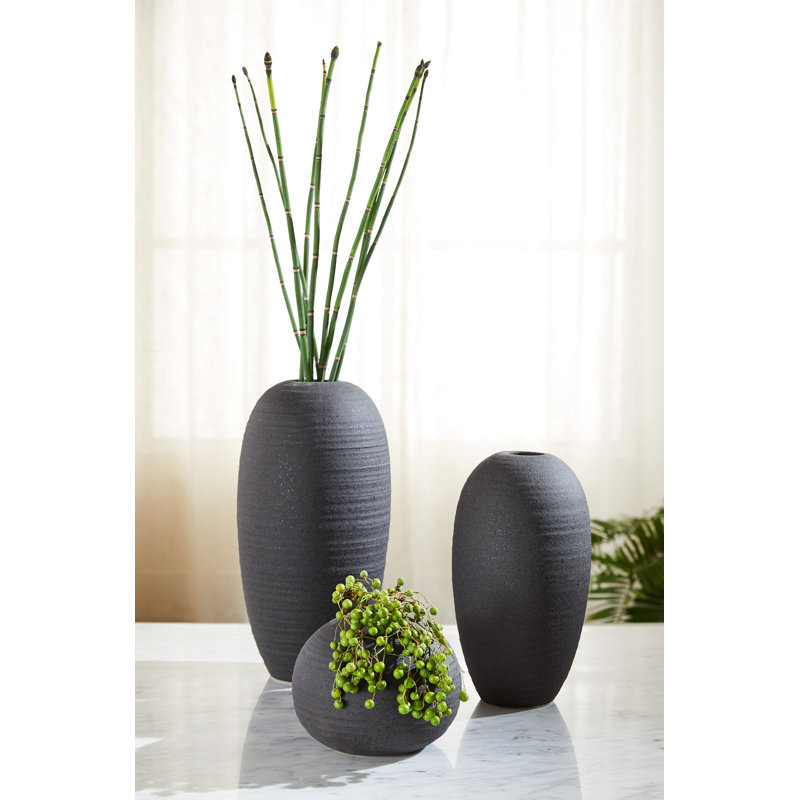 Perennial Handcrafted Ceramic Table Vase, Black