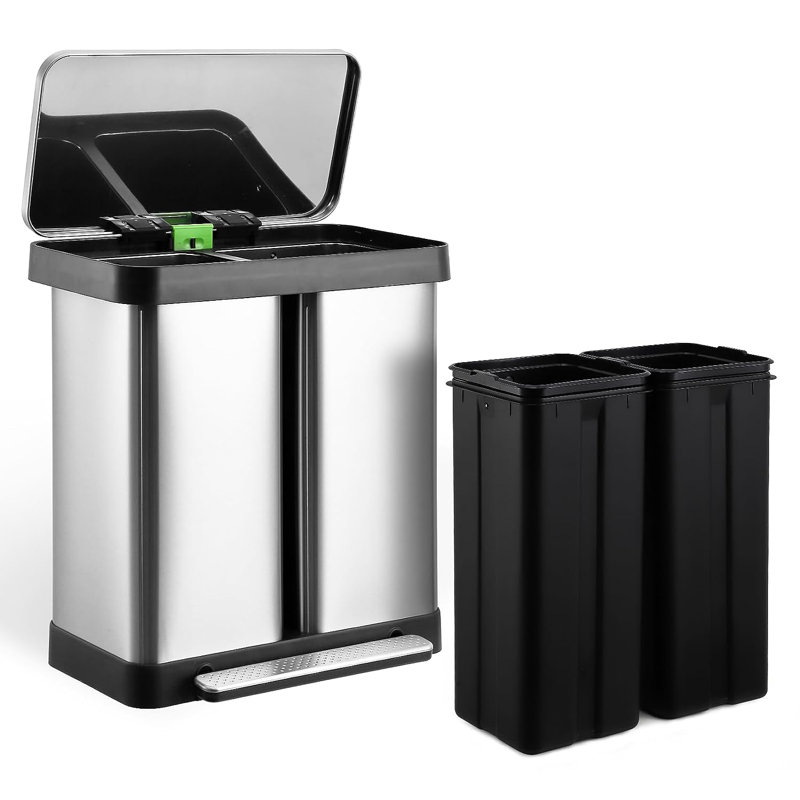 Poubelle à pédale en acier, 16 gal