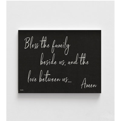 Bless The Family Beside Us By Susie Boyer, Chalkboard Chruch Print, Christian Family Dining Room Wall Poster Print