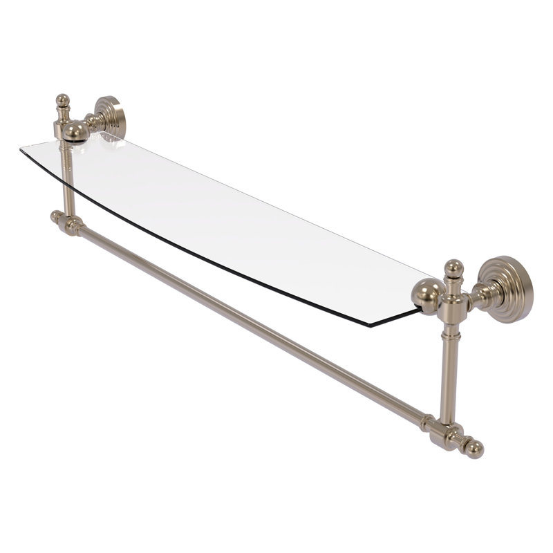 Retro Wave Bracket Shelf with Towel Bar, Antique Pewter, 28"