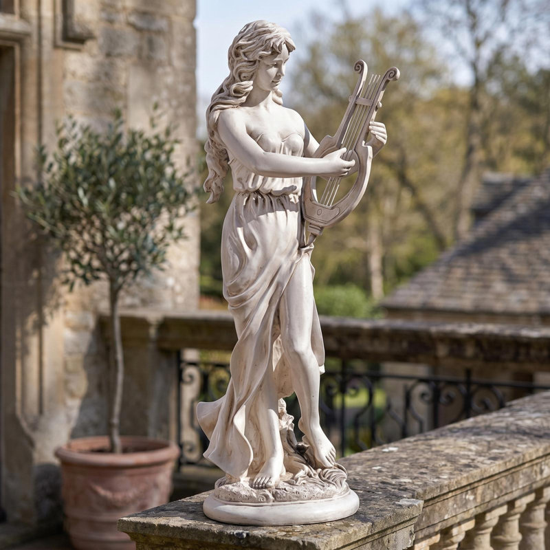 Muse with Harp Statue