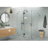 Halo 54 in. x 40 in. x 78 in. 90-degree Fully Frameless Glass Hinged Shower Enclosure