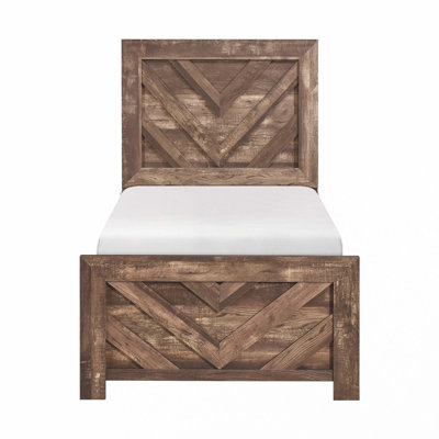 Contemporary Rustic Panel Bed Wooden Bedroom Furniture 1pc(Only Bed)