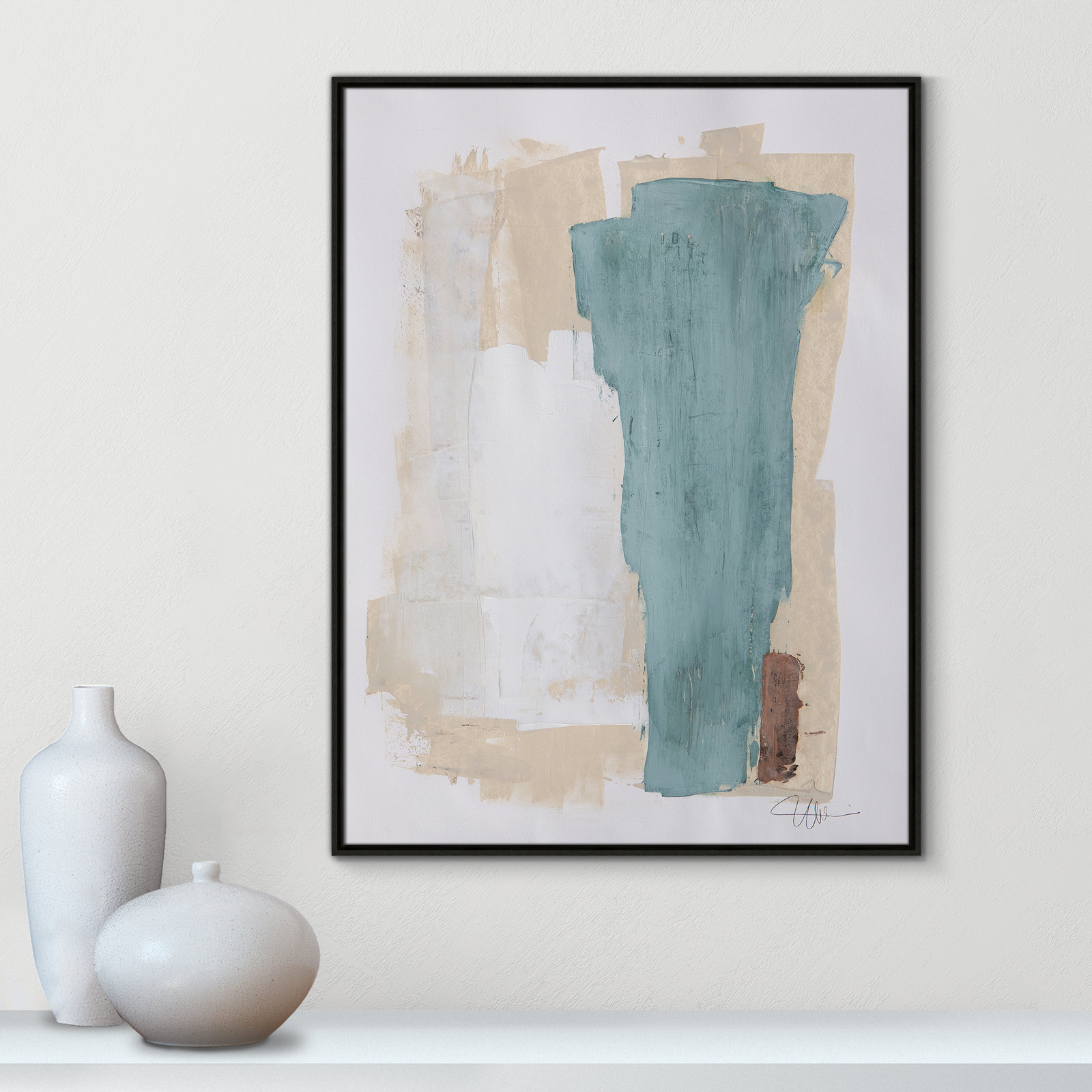 Hubbard "Together We Work-II" Print, Espresso Framed, 41.5" H x 31.5" W x 2" D