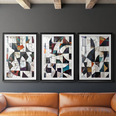 ABSTRACT Series LXI  -Custom Framed  Premium Print W Matt - 3 Pieces