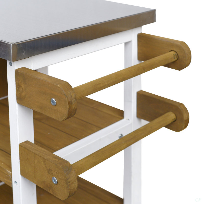 Station de préparation portative pliable pour îlot de cuisine pour îlot de cuisine pour l'extérieur, Brun / Blanc