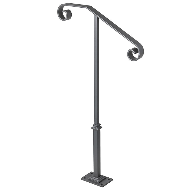 Rampe d'escalier en métal H 39 po x l 20 po x P 6 po, Noir mat