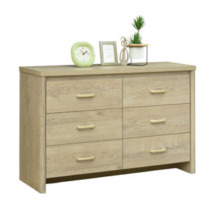 Georgia 6 Drawer Dresser for Bedroom, 47.2″ W Modern Wide Chest of Drawers, Wood Storage Organizer for Clothes, Entryway, Hallway, Nursery or Living Room