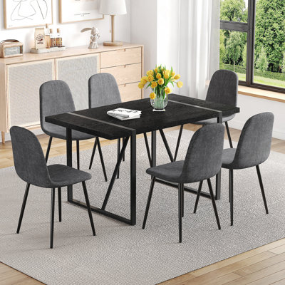 Ensemble de table de salle à manger, table de salle à manger rectangulaire avec chaises d'appoint