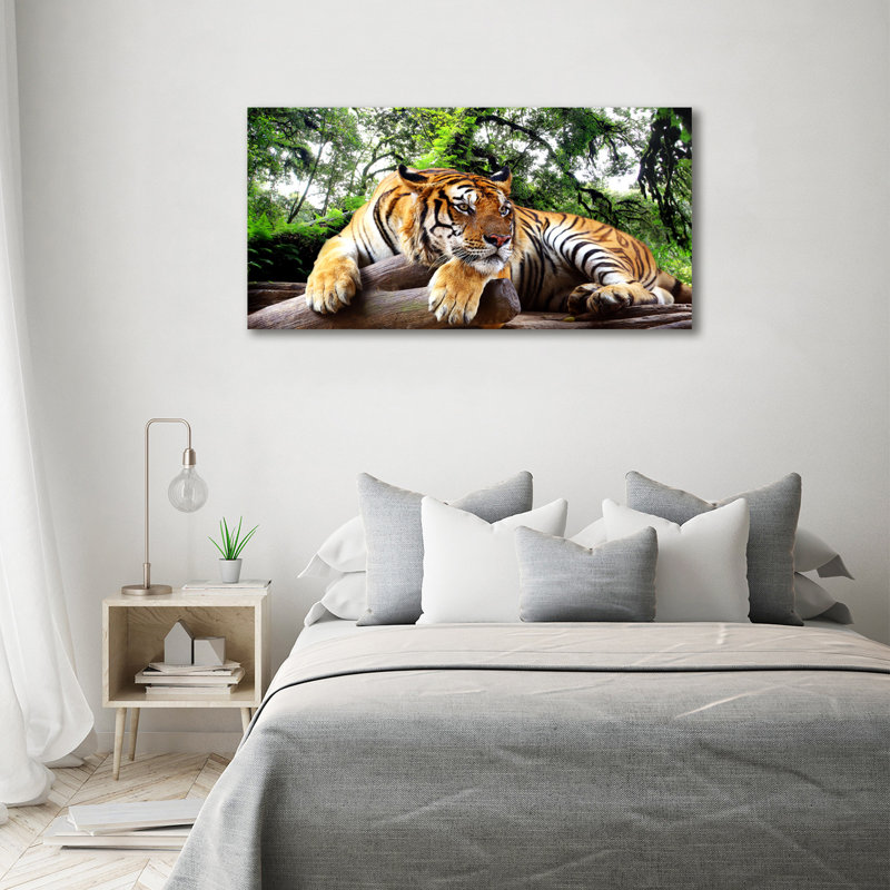 Tiger On The Rock - No Frame Print on Canvas