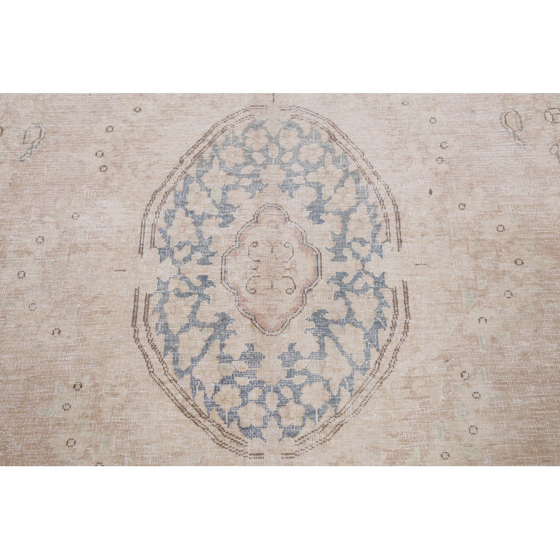 Tapis corail en laine noué à la main de conception unique 9 pi 8 po x 13 pi 3 po Oana