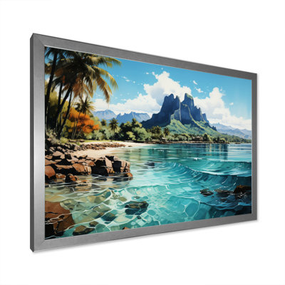 Bora Bora Beach Canvas Wall Art, Tropical Ocean Landscape Print - Bora Bora Beach III