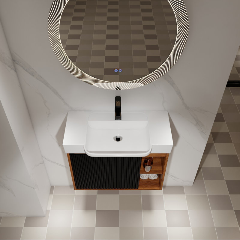 Meuble-lavabo mural avec lavabo en céramique blanche, 28"