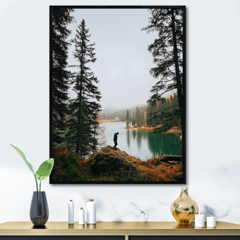 «Lake Trails Harmony» sur toile, H 20 po x l 12 po x P 1 po, Cadre flottant noir