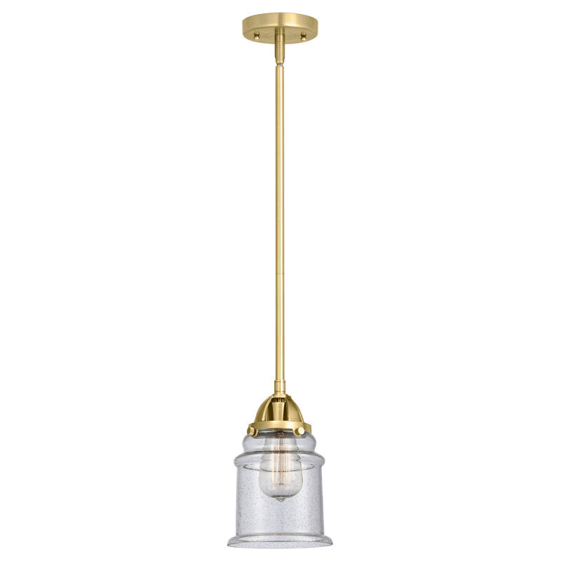 Mini-luminaire suspendu avec tige 1 lumière 6 po Nouveau 2 - Alvi - ampoule non incluse, Or satiné, Grainé